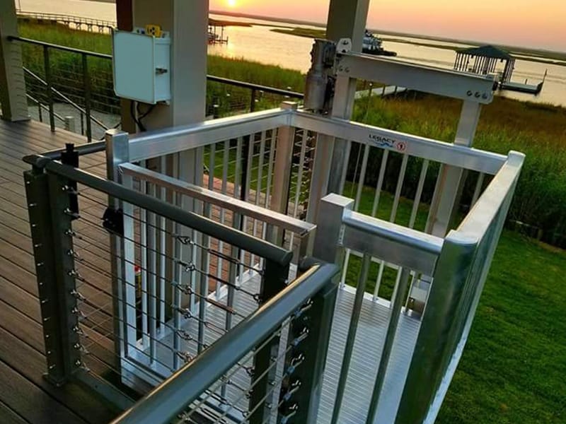 Cargo lift installation on coastal waterfront property