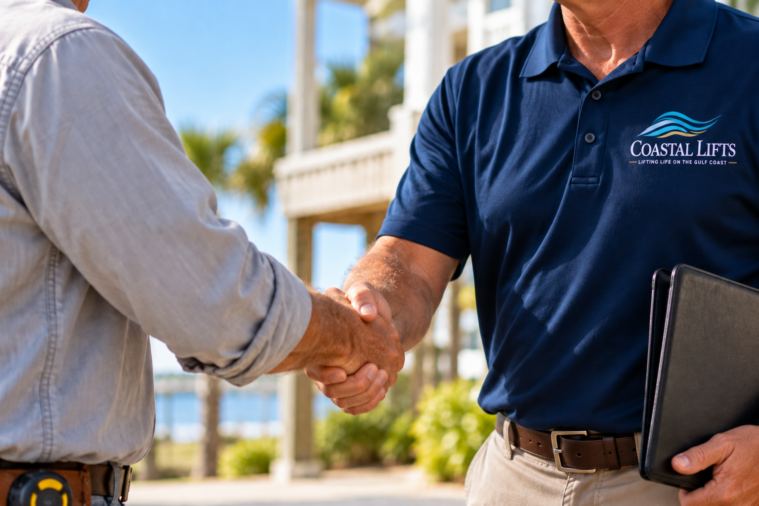Coastal Lifts team on a Gulf Coast installation